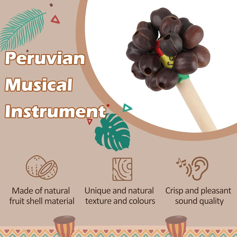 GOGHOST African Natural Rattle Shaker 7.8" x3.3" Cacho Seed Pod Rattles Handmade Percussion Gifts Peruvian Musical Instrument - Nature Sounds for Meditation, ASMR, Sound Therapy, Yoga (Pala-1 Pack) - Image 3